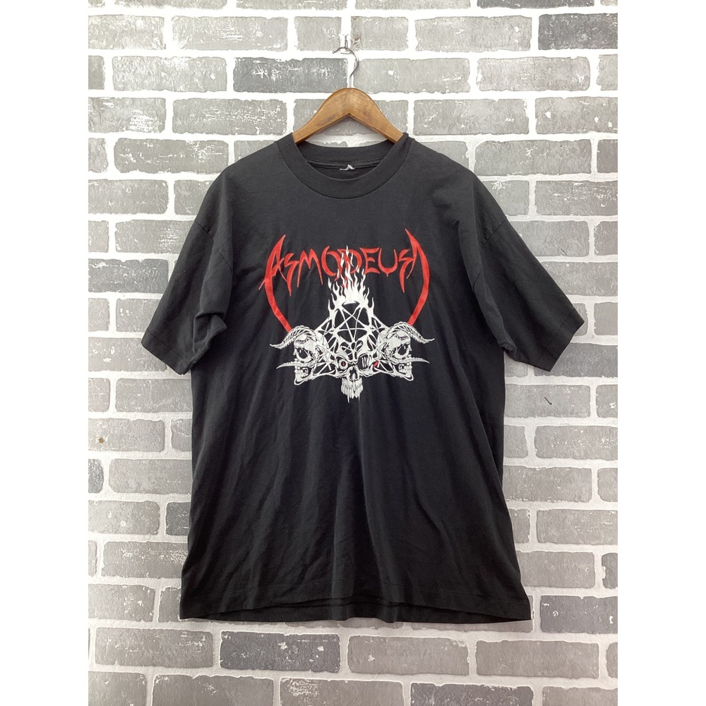 Vintage Asmodeus Black Metal Band T-Shirt Single Stitch Skulls Graphic XL